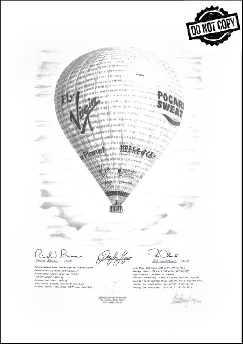 Signed print - Sir Richard Branson 1991 Virgin Pacific Flyer